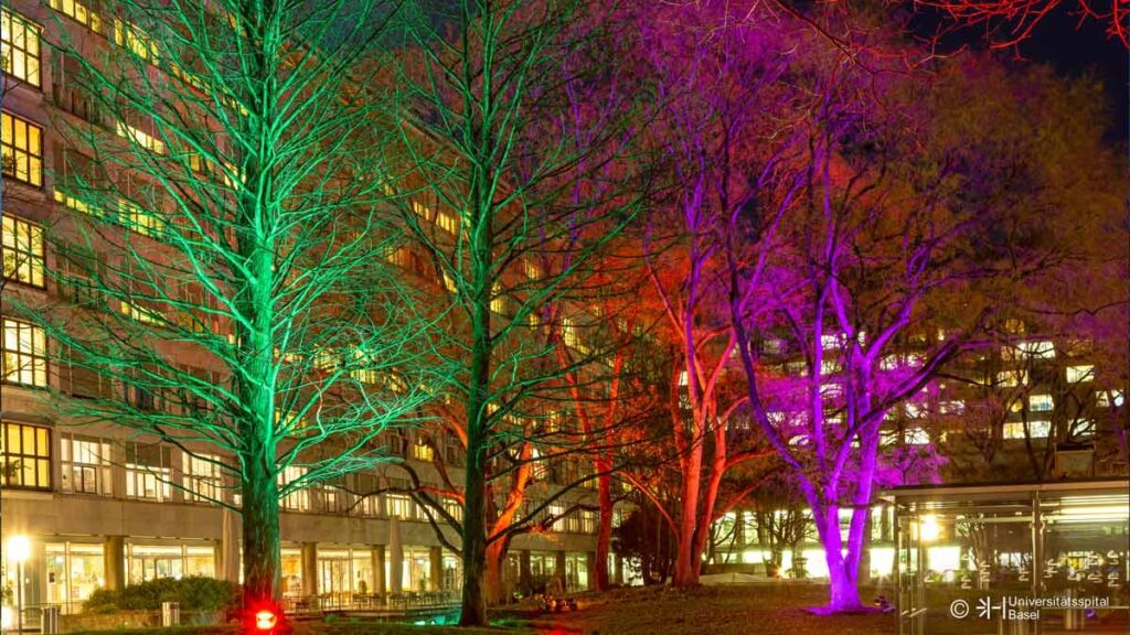 mld Lichtprojektionen Inszenierung Universitätsspital Basel